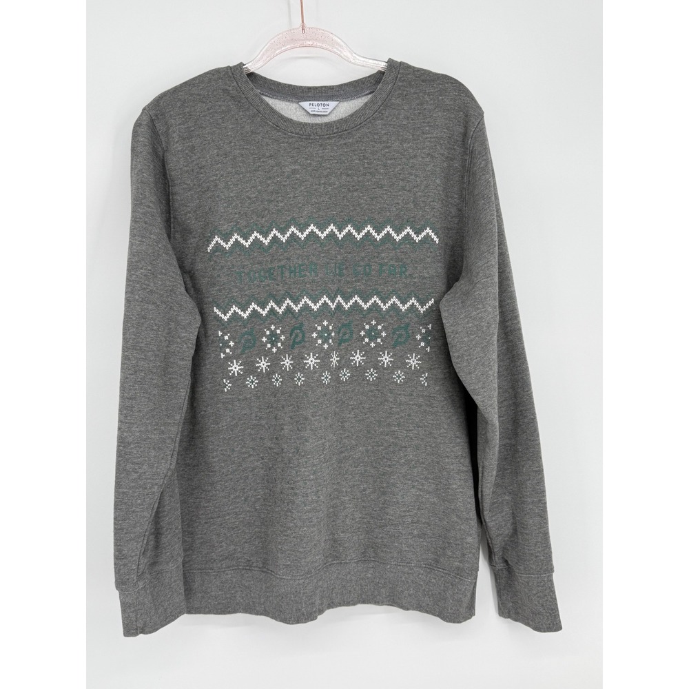 Peloton Mens Fair Isle Logo Sweatshirt‎ Gray Large Fitness Sz L